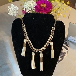 Gold and cream tassel necklace